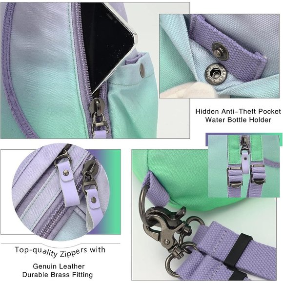 Women Small Casual Canvas Sling Crossbody Shoulder Backpack